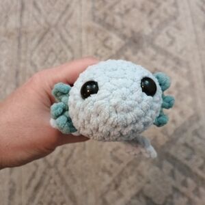Plush Axolotl Toy - White and Green